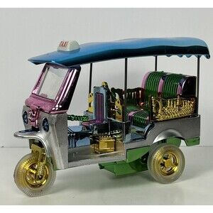 Tuk Tuk Taxi Car Model Thailand Moving Wheel Motorcycle Rickshaw Collectible NIB